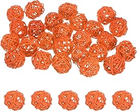 25-Pack Wicker Rattan Balls 30mm/1.2 Inch Decorative Rattan Balls Orbs Vase Fillers Bowl Fillers for Christmas/Weddings/Thanksgiving/DIY Crafts/Home Decor [Orange] - Buy now