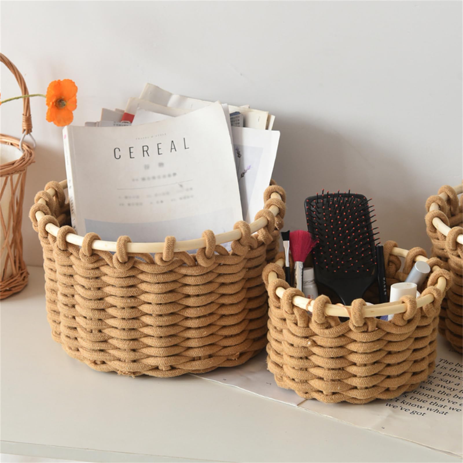 Storage And Organization Basket Functional Cotton Rope Woven Storage Basket Organizers For A Organized Space