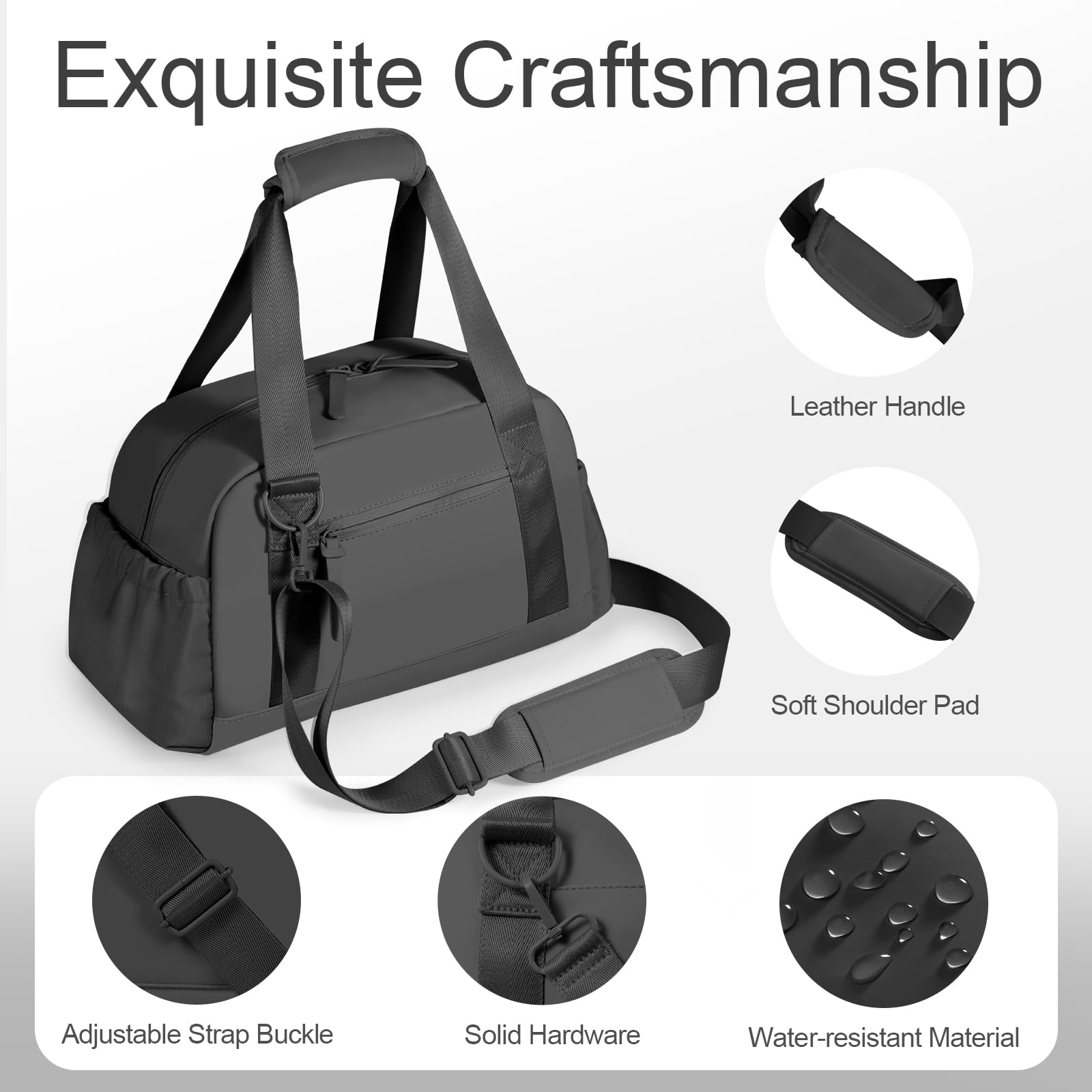 Pequeña bolsa de gimnasio para mujeres y hombres, mini bolsa de lona para viajes y deportes, Negro -, Moda