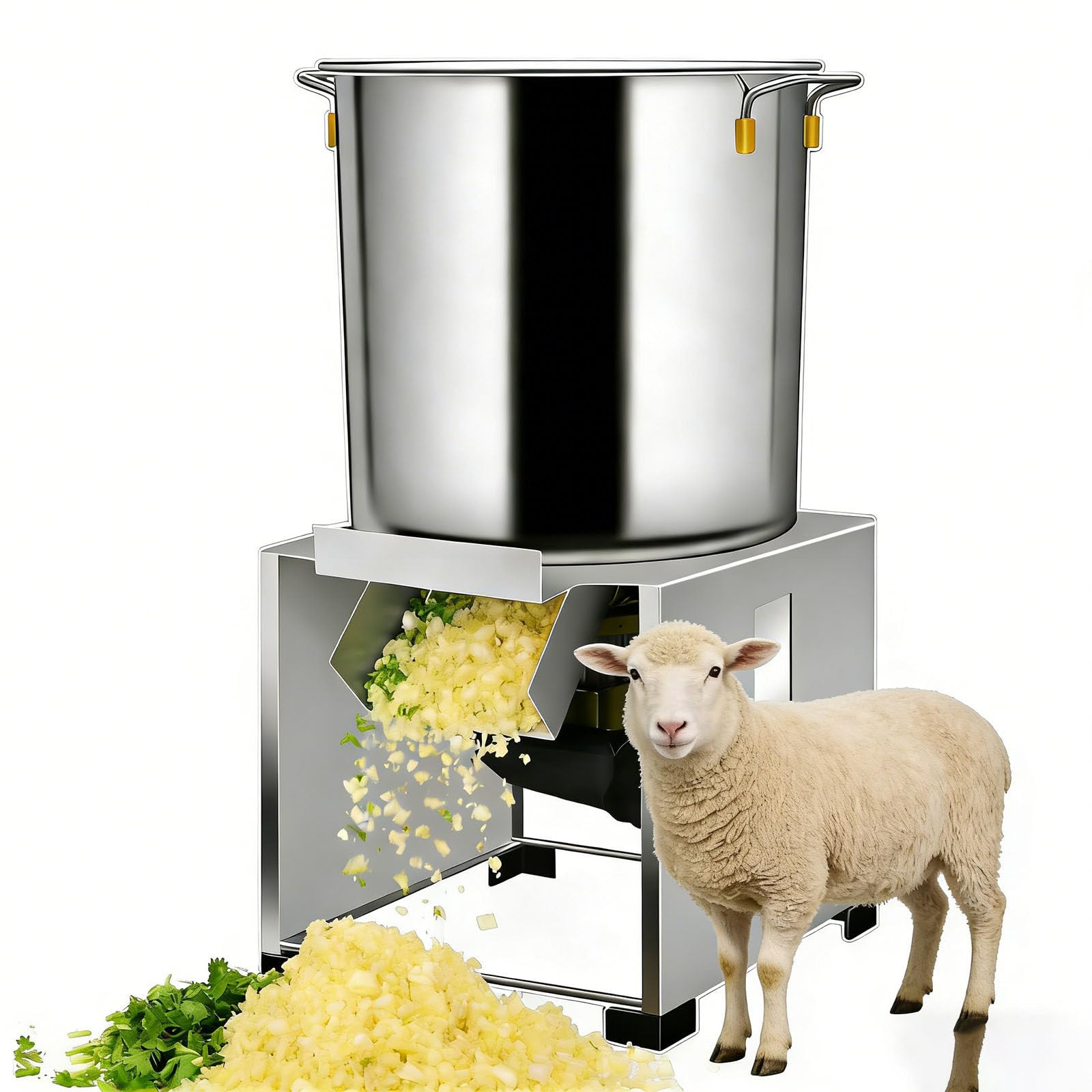Picadora de Verduras de Alta Resistencia de 1800 W, procesador de Alimentos Comercial de 3500 RPM con 4 Cuchillas, Capacidad de 50 a 120 kg/h para alimento para Aves, Frutas y Jengibre.