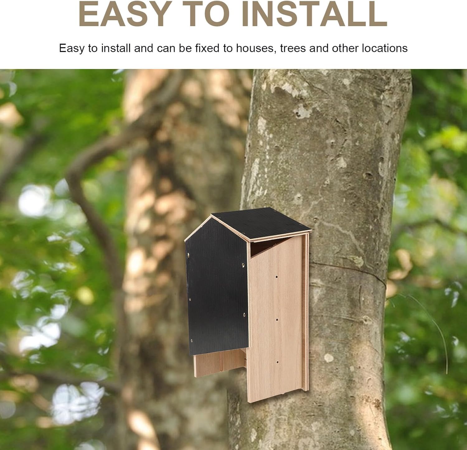 HEMOTON Wooden Backyard Bat House Double Chamber Outdoor Bat Shelter Handmade Box for Yard Mount Suitable for Natural Wildlife Habitat