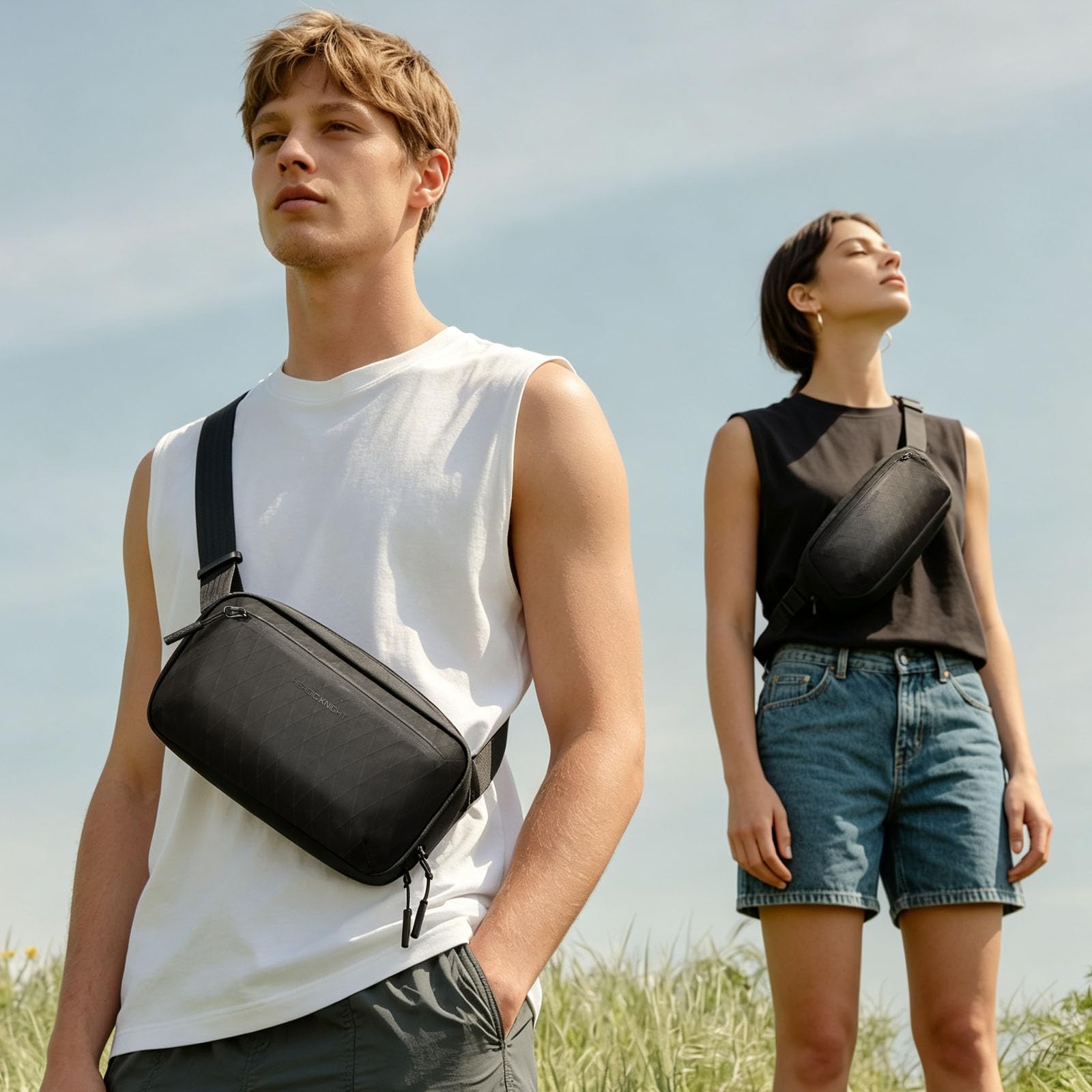 hk Sacoche Bandoulière Homme Femme Sac Poitrine avec Bandoulière Amovible | Sac Bandoulière Léger 2,5L Imperméable, Sling Bag Crossbody pour Voyage, Quotidien, Randonnée et Vélo