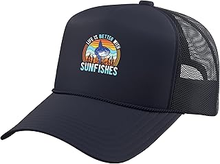 Life is Better with Sunfishes Mola Mola Sunfish Trucker Hat with Adjustable Mesh Back