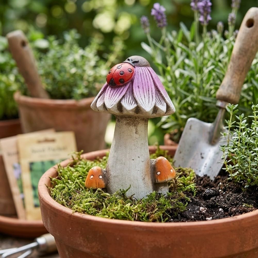 Ornamento da per giardino in Cemento 9cm Ornamento da per giardino(Mushroom-a)