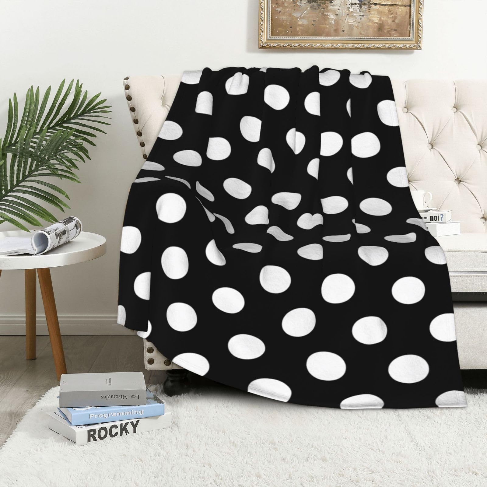 Couverture en flanelle à pois 101x152 cm jeté de lit chaud de 280g pour canapé