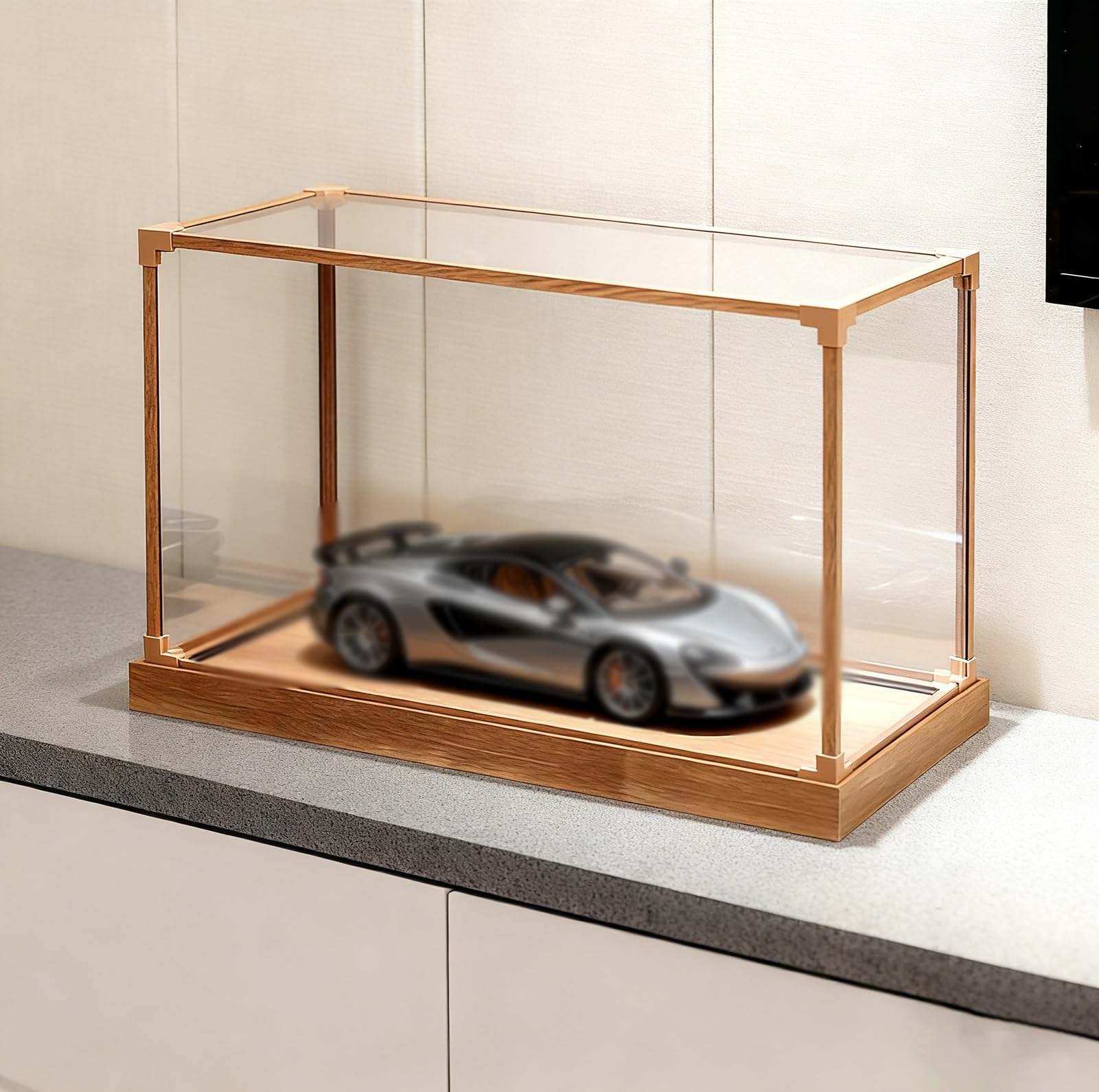 Vetrina extra lunga in acrilico per modellini di auto, impilabile, contenitore in legno e C Sto per bambole e modelli alimentari (60 x 50 x 50 cm 61 x 50 x 50 cm)