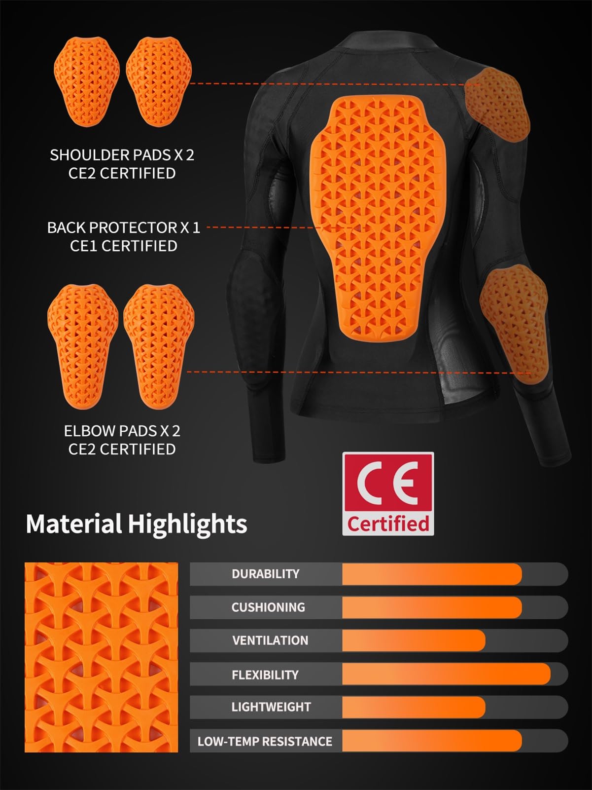 WOSAWE Mesh Motorcycle Jacket Women Padded Motorcycle Shirt with Armor Summer Sport Bike Protective Gear, Black M