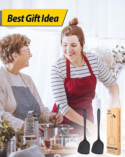 Miniatura 7 de Paquete de 2 espátulas de silicona para wok, antiadherentes, resistentes al calor, fáciles de limpiar y aptas para lavavajillas, utensilios de