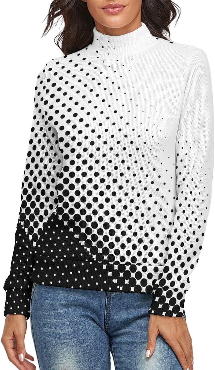 Bloody Horror Scruffy Splatter Sweater Woman Long Sleeve Turtleneck Sweater Slim Tops Shirts Thermal