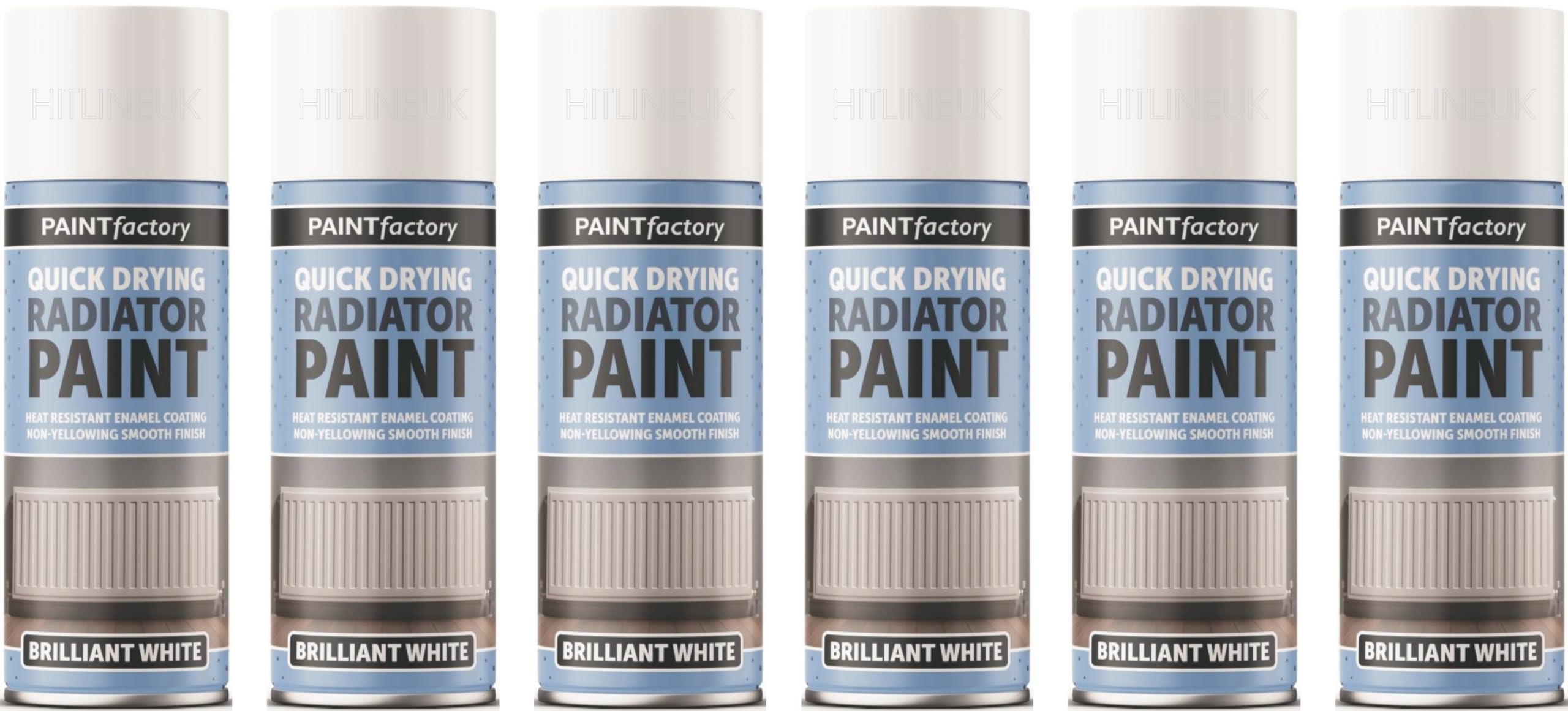 HitlineUK 6 X 400ML RADIATOR PAINT WHITE PAINT QUICK DRYING HEAT RESISTANT ENAMEL COATING PAINT