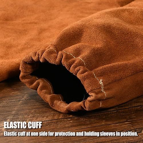 Miniatura 4 de Mangas de trabajo de soldadura de cuero para hombres y mujeres, protección de brazo resistente al calor y al fuego, con costuras de Kevlar y forro