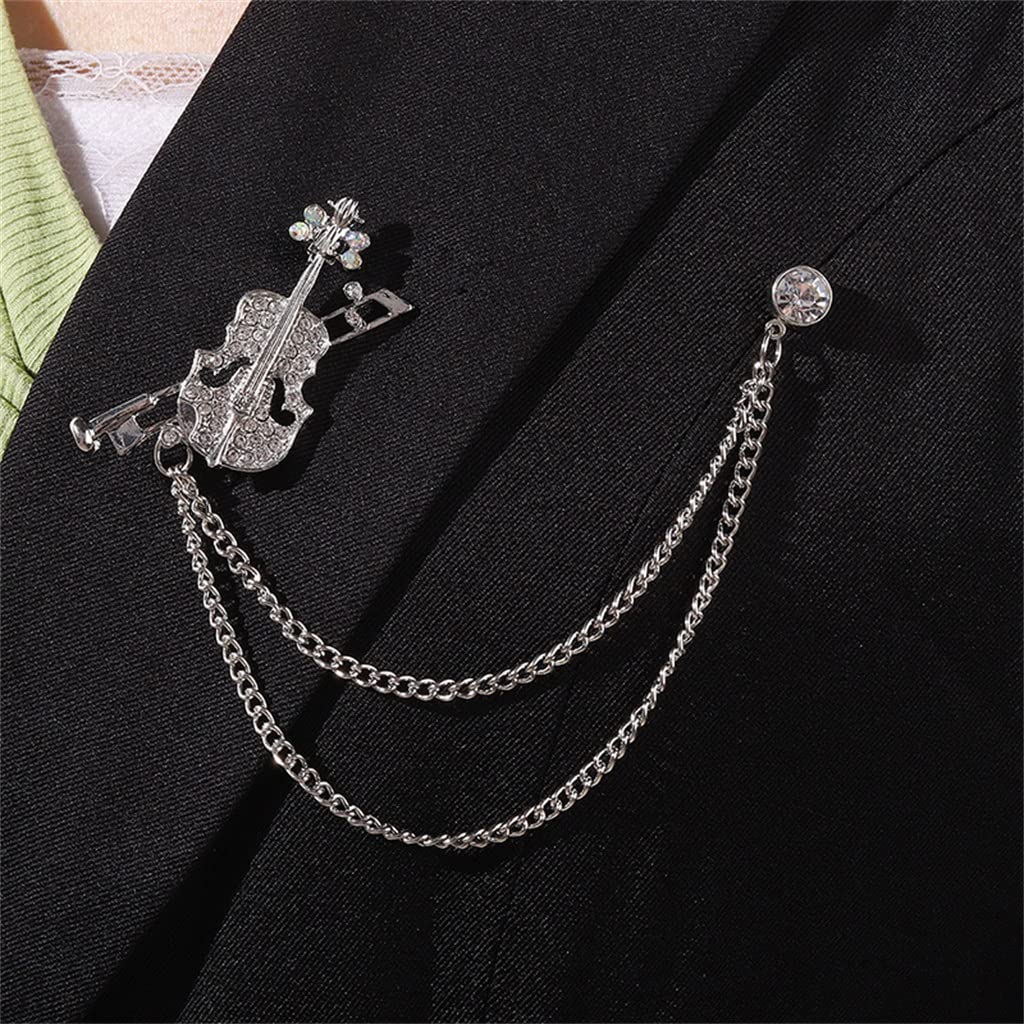 Kettenbrosche Pinsr Violine mit Knopf Pin Denim Anzug Jacke Pin