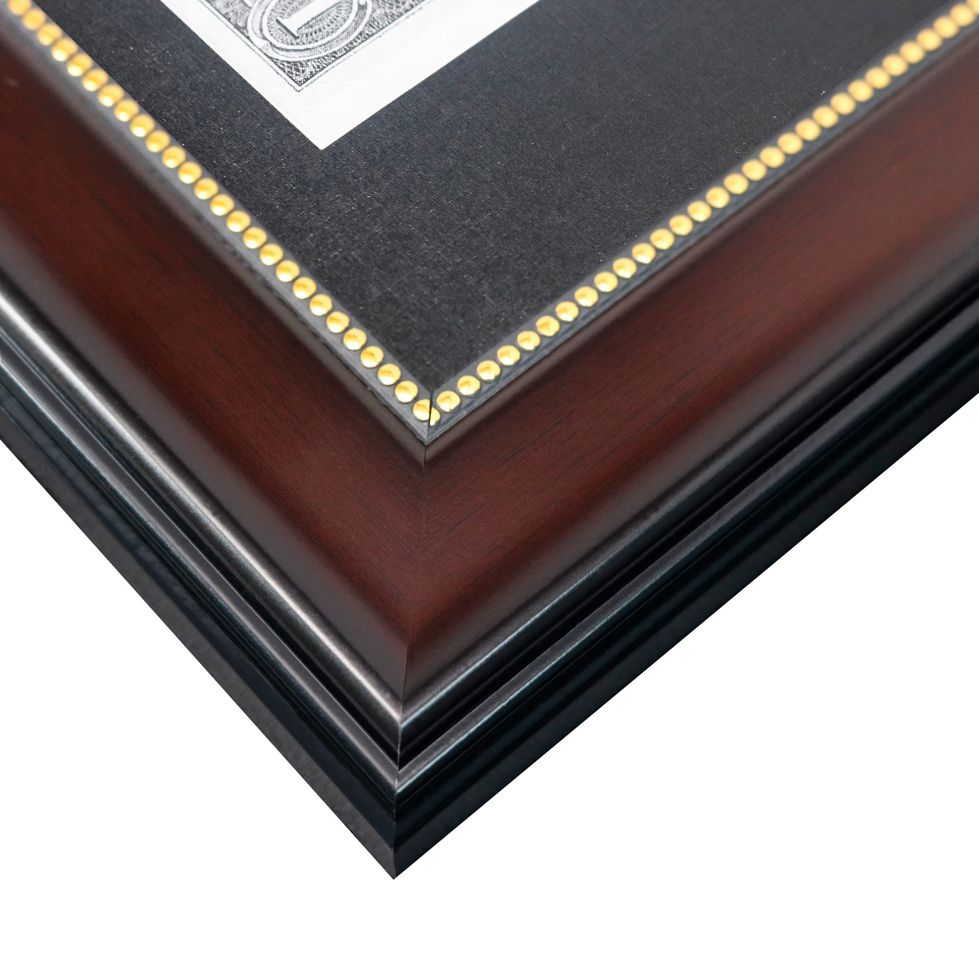 GMFrames Cornice per banconote in mogano con tappetino nero o display 4x9 senza tappetino, vero vetro