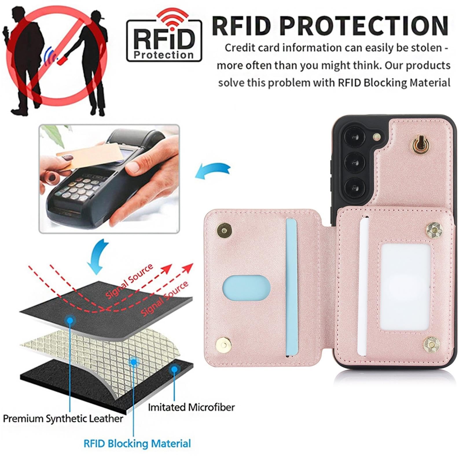 Etui do Samsung S22Ultra smycz crossbody, zamek błyskawiczny, karty, podpórka, kieszeń portmonetka pokrowiec (dla Samsung S22Ultra/ciemnofioletowy)