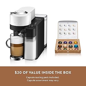 Nespresso Vertuo Lattissima Coffee & Espresso Maker by De'Longhi, Matte White and Glossy
