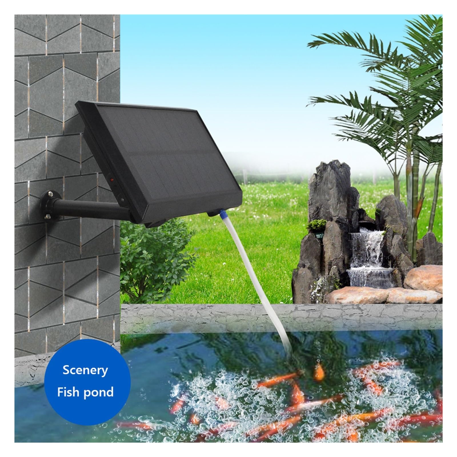 Fontana Solare, Fish Pond Solar Air Pump Ventilatore Aquarium Outdoor Fishing Rotary Oxygen Tool