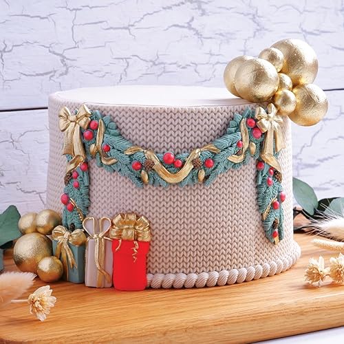 Miniatura 2 de Katy Sue Molde de silicona para guirnalda festiva para decoración de pasteles de Navidad y manualidades, tamaño del molde 4.016 x 7.244 x 0.472 in