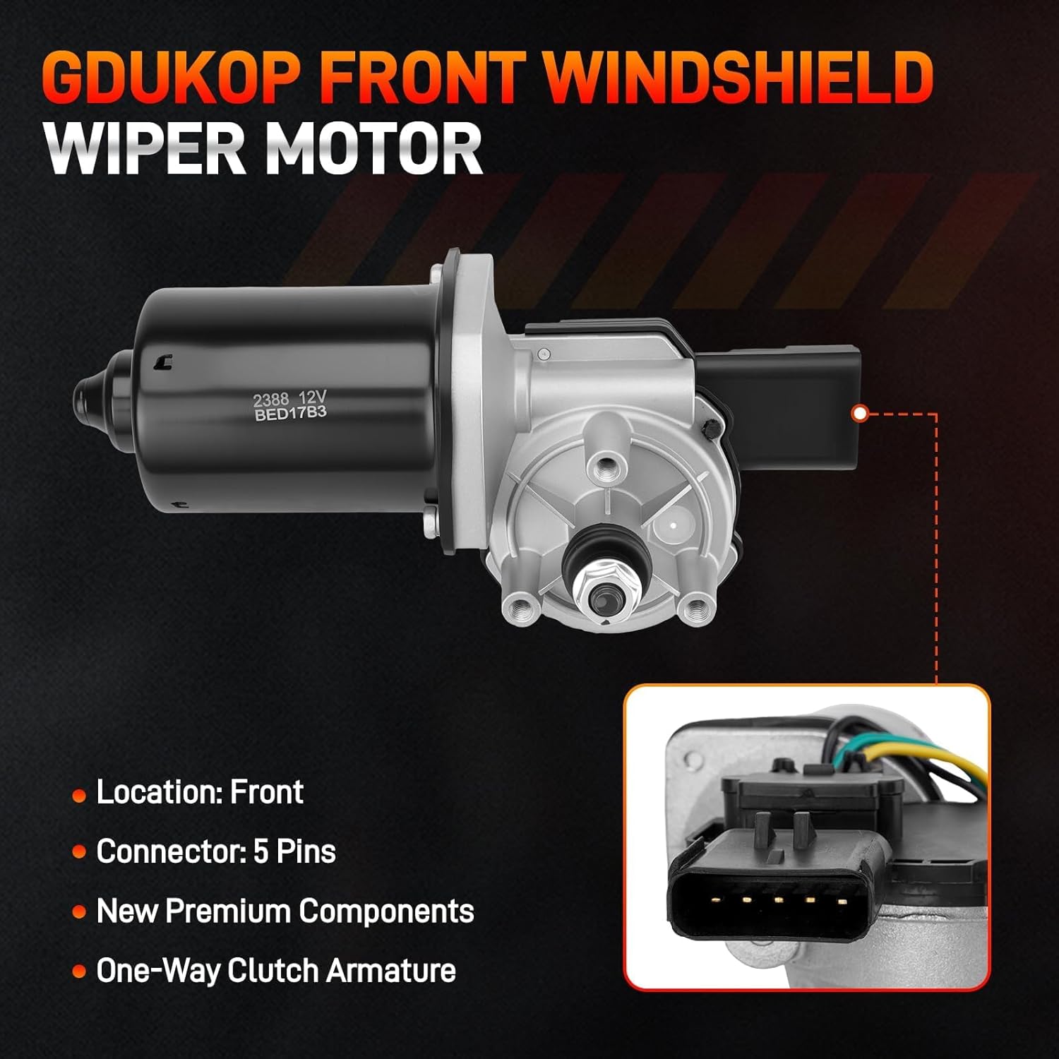 55077859AB Front Windshield Wiper Motor Compatible with 2007-2018 Jeep Wrangler JK 3.6L 3.8L 602-105AS 602105AS 55077859AD 55077859AC
