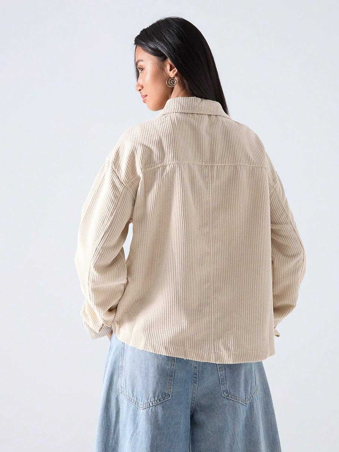 Women's Trench Coat Casual Collar Drop Shoulder Pocket Button Front Jacket Long Sleeve Classic Overcoat