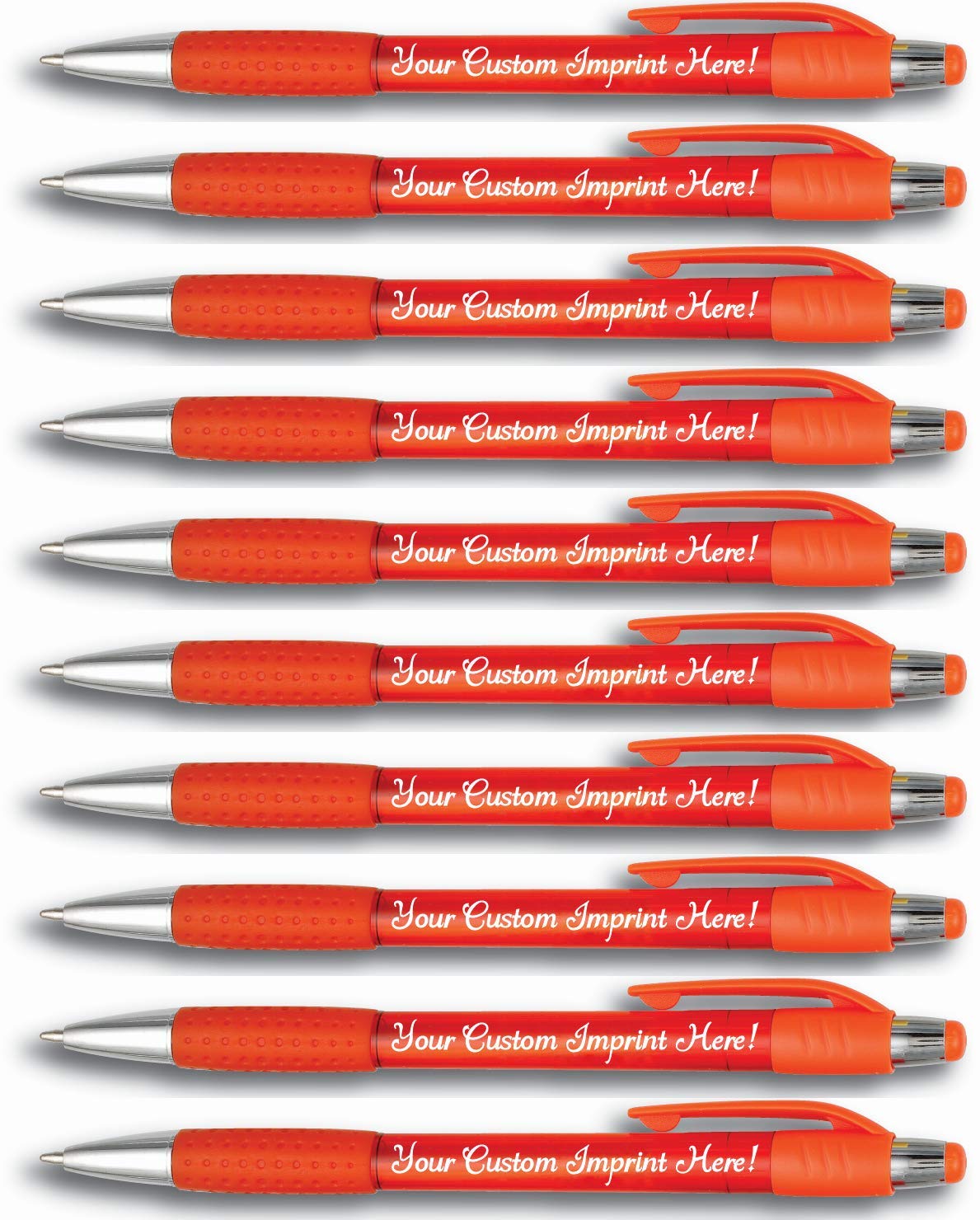 Express Pencils Personalized Ballpoint Pen - The Cutey Click Custom Printed - Full color Name/Logo/Text/Message - Personalization - 12 Qty (Translucent Orange)