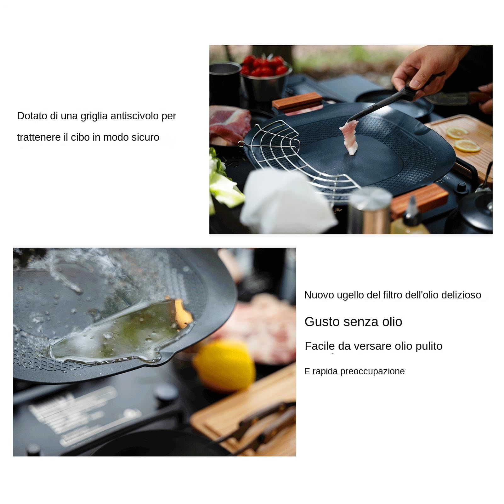 Piastra grill per piano cottura, padella Piastra in alluminio leggero