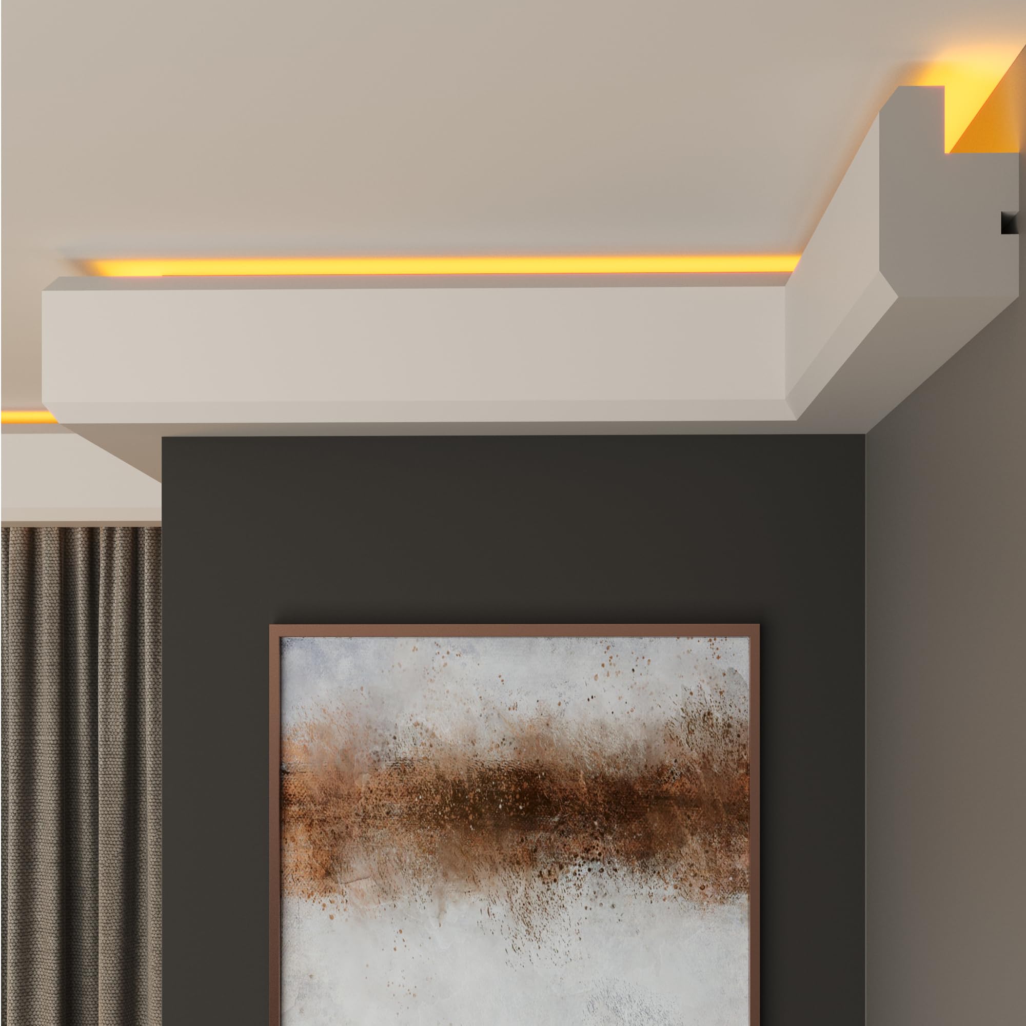 FAST DECOR Premium Led Coving Cornice, Coving for Ceilings, Led Coving for Ceilings, LED Compatible Cornice Trim, Xps Coving for Ceiling, Moulding for Ceiling Lightweight (ExternalCorner 20cm, CLU26)