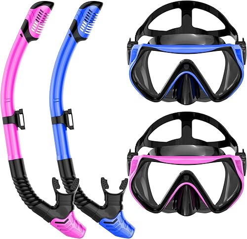 Miniatura 10 de Snorkeling Gear for Adults, Dry-Top Snorkel Set Scuba Diving mask, Snorkel Mask, Panoramic Anti-Leak Anti-Fog Tempered Glass Lens, Swimming Training
