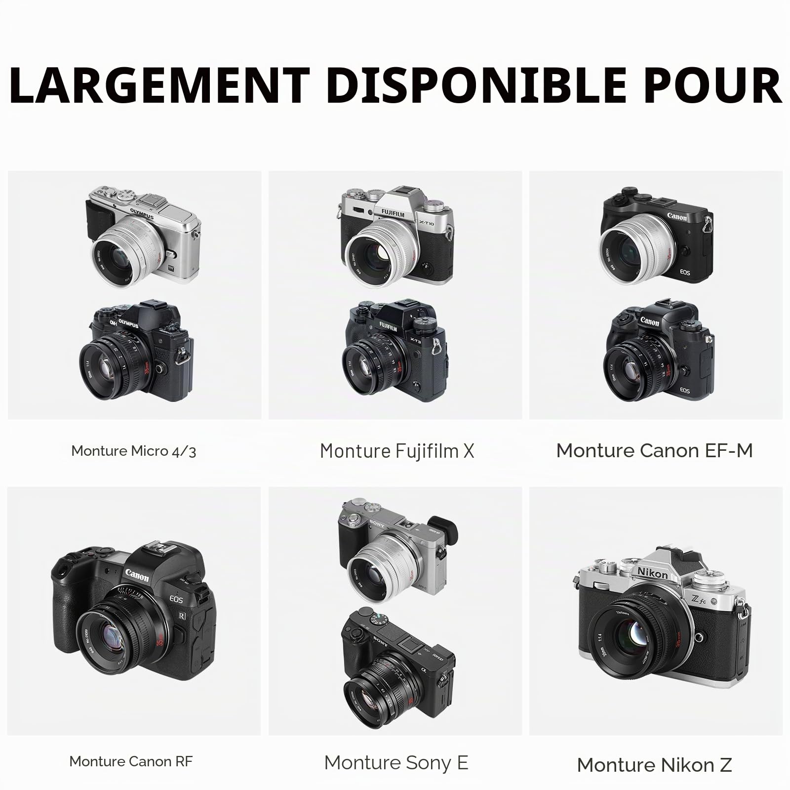 7artisans Objectif fixe 35 mm F1.4 Mark II APS-C Mise au point manuelle Grande ouverture Compatible avec appareil photo Fujifilm Fuji X-A1 X-A10 X-A2 X-M1 XM2 X-T1 X-T10 X-T2 X-T20 X-T30 X-Pro1 X-Pro2