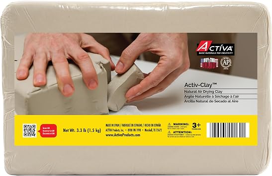 Activa Activ-Clay, White, Natural Air Dry Clay, 3.3lb 1.5kg | Strong & Fine Grained, Perfect for Everyday Use