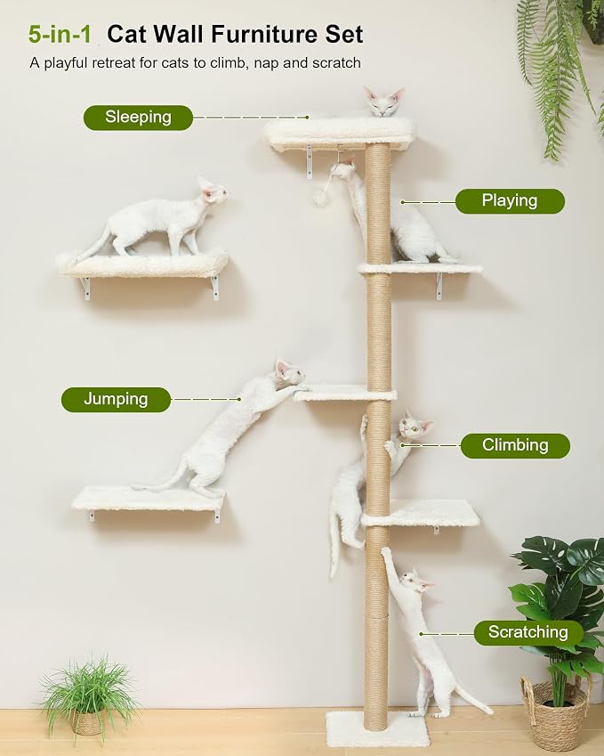 Set de Muebles para Gatos FUKUMARU Beige 13x7.48x17.3 pulgadas miniatura 2
