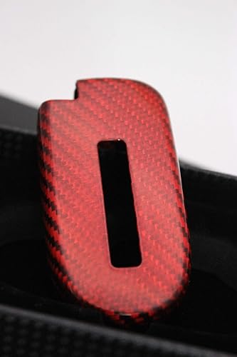 Miniatura 3 de Funda para llavero de fibra de carbono real para Jeep Grand Cherokee Dodge Charger Challenger Chrysler 200 (rojo)