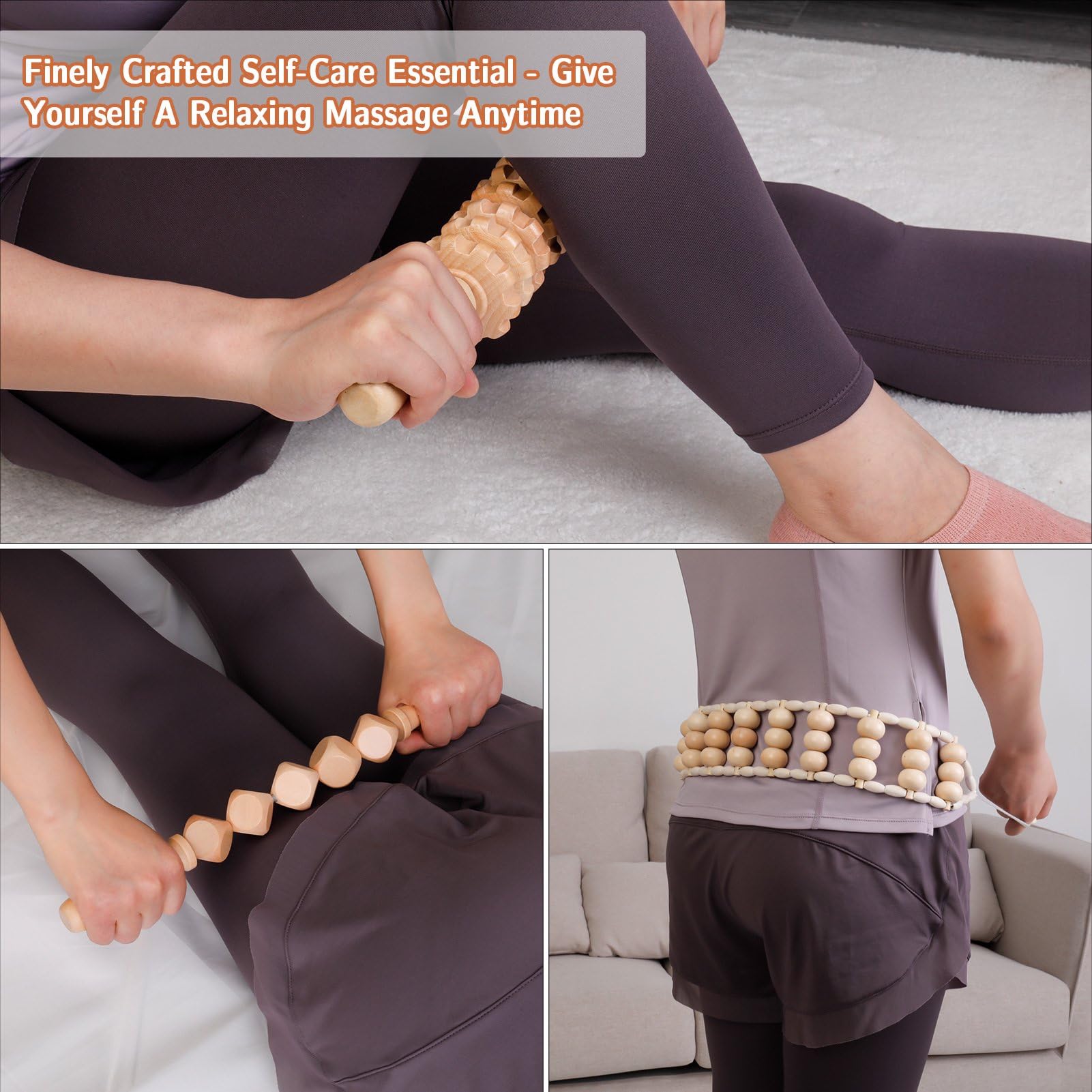 7 Pièces d’Outils de Massage en Bois de Gua Sha, Modelage du Corps, Anti-Cellulite et Soulagement des Douleurs Musculaires