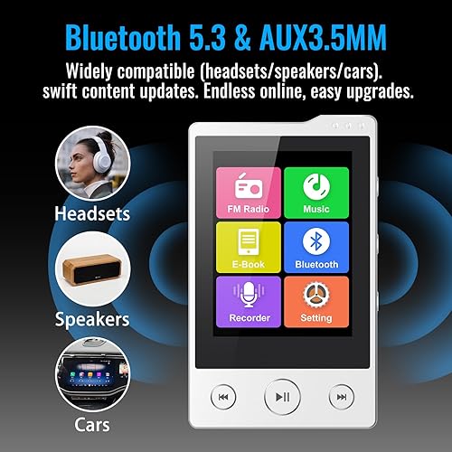Miniatura 4 de Reproductor MP3 de 64 GB con altavoz, reproductor de música Bluetooth portátil Phinistec con altavoz HD integrado, radios FM de aleación de