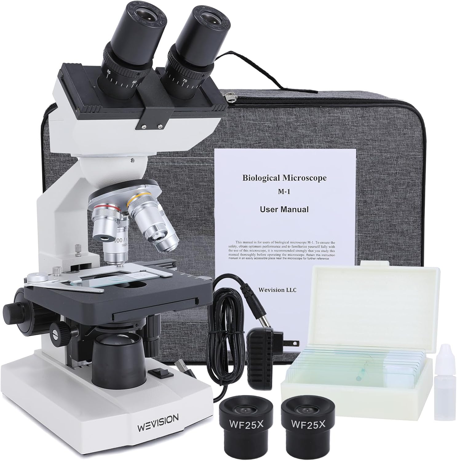 Professional 40X-2500X Lab Binocular Compound Microscope for Clinical Research - 4 Achromatic Objectives, Double-Layer Mechanical Stage, Coaxial Focus - High-Precision LED Scope for Labs & Medicine
