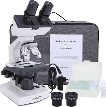40X-2000X Lab LED Binocular Compound Microscope with Double Layer Mechanical Stage and Coaxial Coarse/Fine Focusing Knob