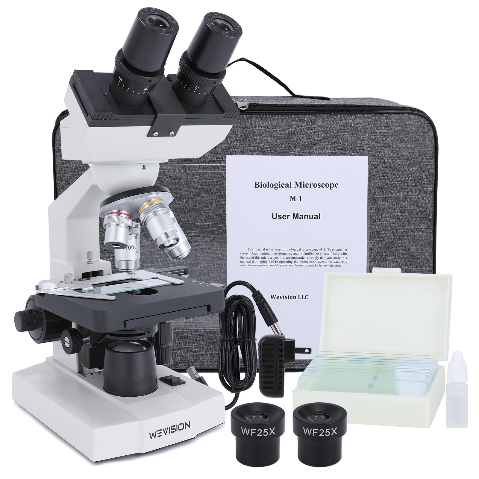 Microscopio binoculare professionale composto da laboratorio 40X-2500X per ricerca clinica, 4 obiettivi acromatici, stadio meccanico a doppio strato, messa a fuoco coassiale, LED ad alta precisione