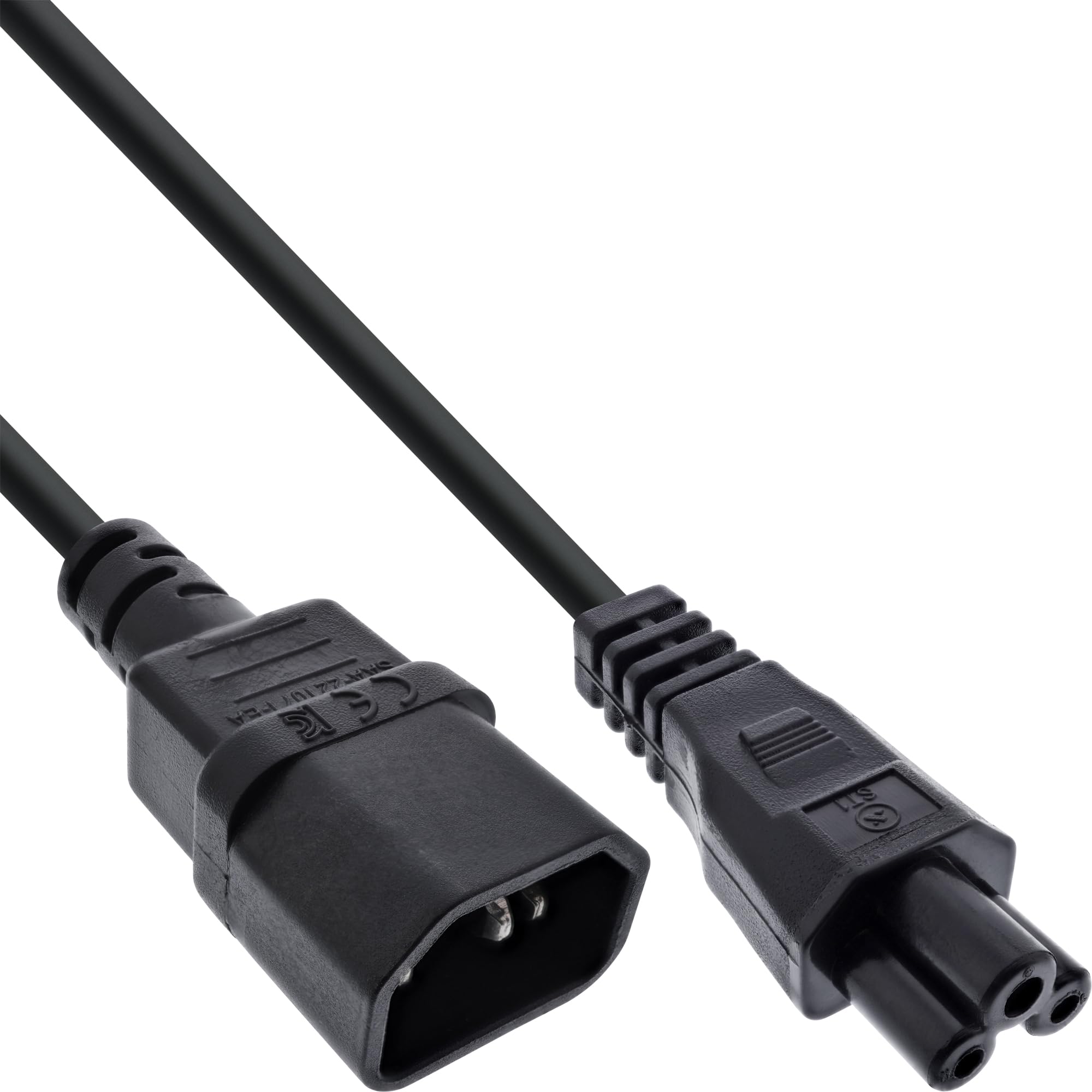 InLine Netzkabel C14-Kupplung auf C5-Stecker, 3 m, schwarz, vergossene Stecker