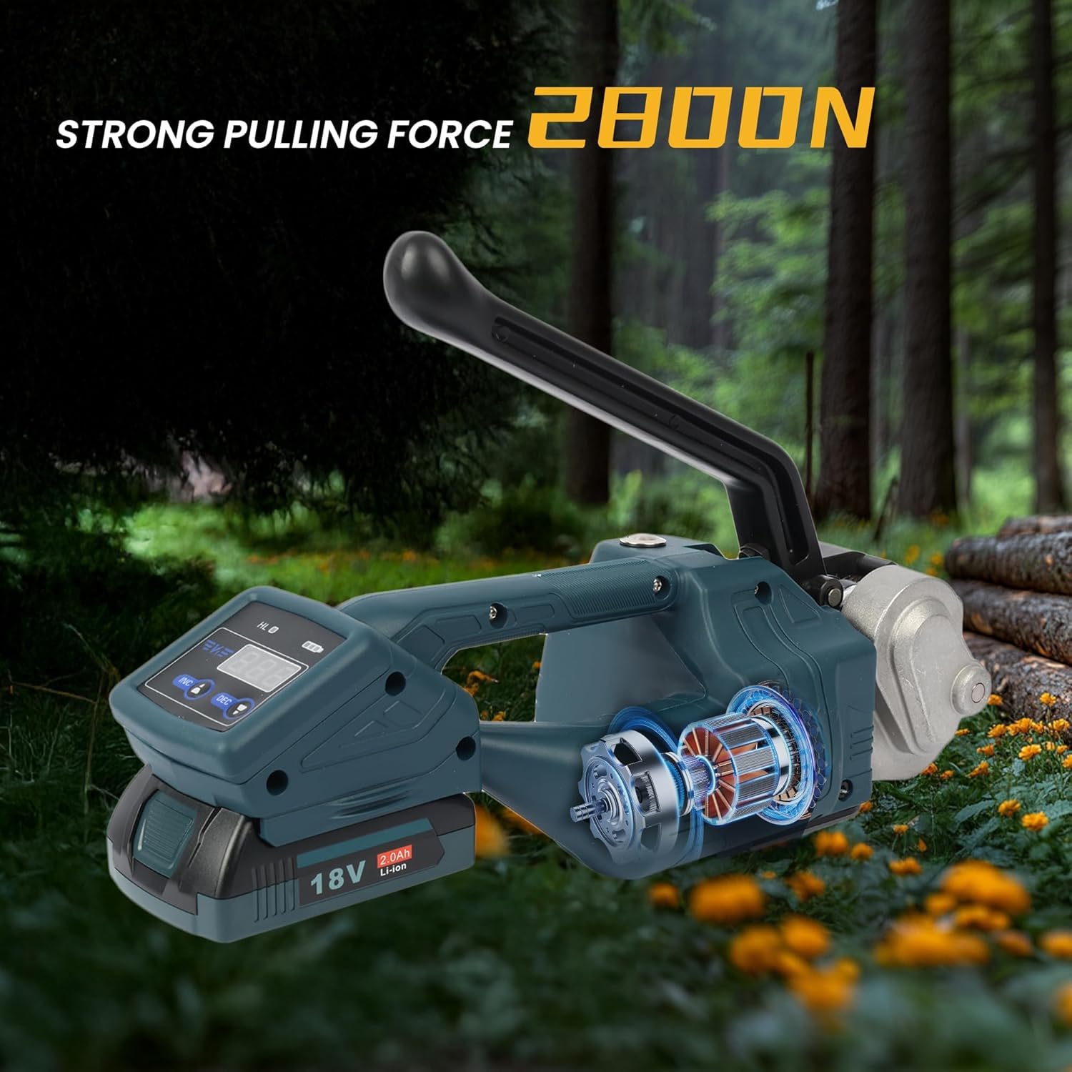 U.S. SOLID Máquina de flejado semiautomática con pantalla LCD para cintas PP PET de 13-16 mm, 2 x 4000 mAh para cintas para cajas y palés