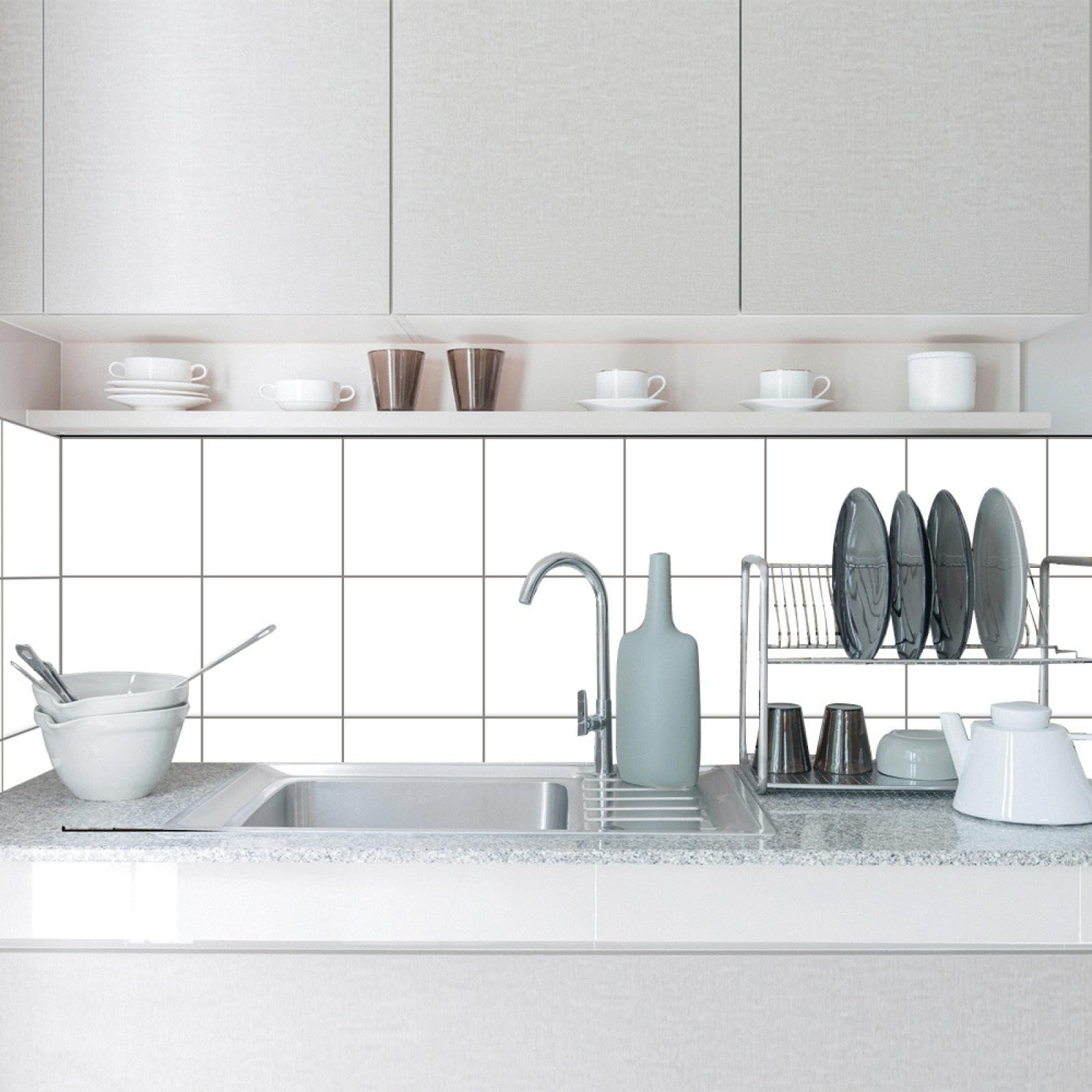 Piastrelle Adesive Cucina Effetto Bianco Pavimento pvc Adesivo Mobili Decorazioni Piastrelle Adesive Bagno Impermeabile Resistenza all'olio Mattonelle Adesive
