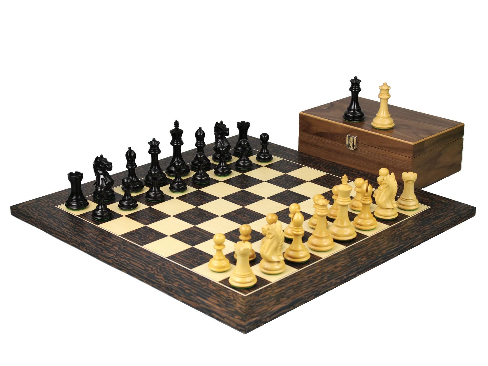 Set di scacchi in legno Tiger Ebony Board 20 pollici ponderato Ebanizzato Staunton Feroce Cavaliere Pezzi 3.75 pollici