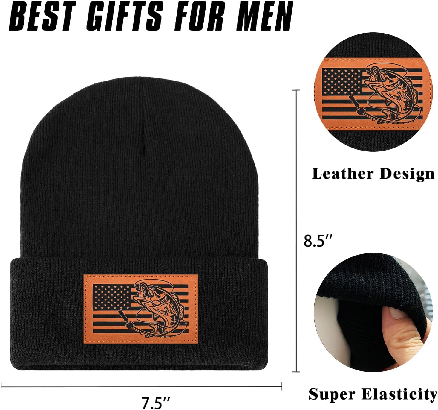 American Flag Fishing Beanie Hat for Men, Christmas Dad Birthday Beanie Hats Gift for Women Men - Image 4