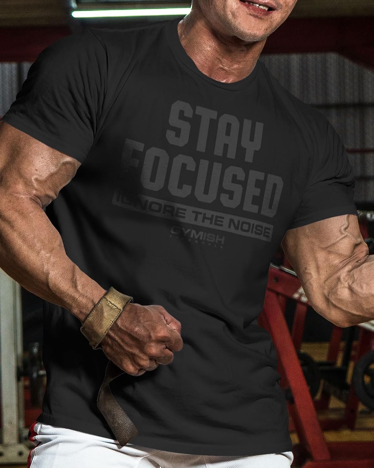 Gymish Lifestyle Stay Focused Mens Bodybuilding T-Shirts Graphic Tees Short Sleeve Workout Shirt