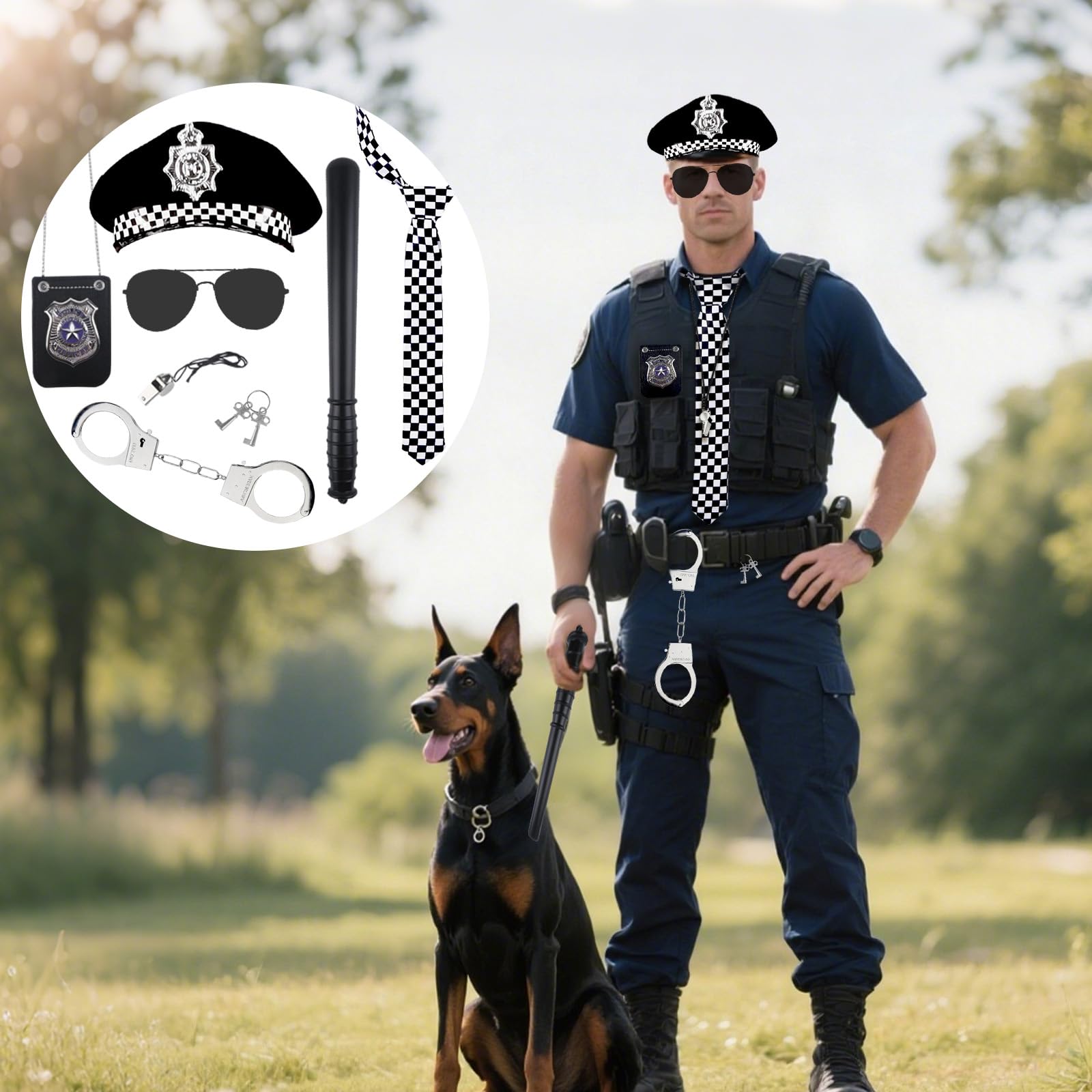 Kitimi Police Accessories, Police Costume-Hat, Handcuffs for Women Halloween Costumes for Women & Men - Image 3