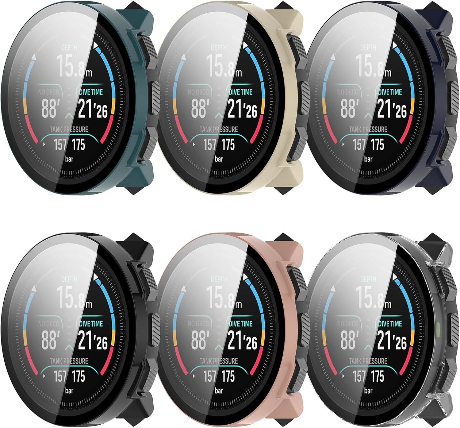 LOKEKE Compatible with Suunto Nautic S Full Coverage PC Protective Case Cover with Scale Tempered Glass Screen Protector Compatible with Suunto Nautic S Accessories