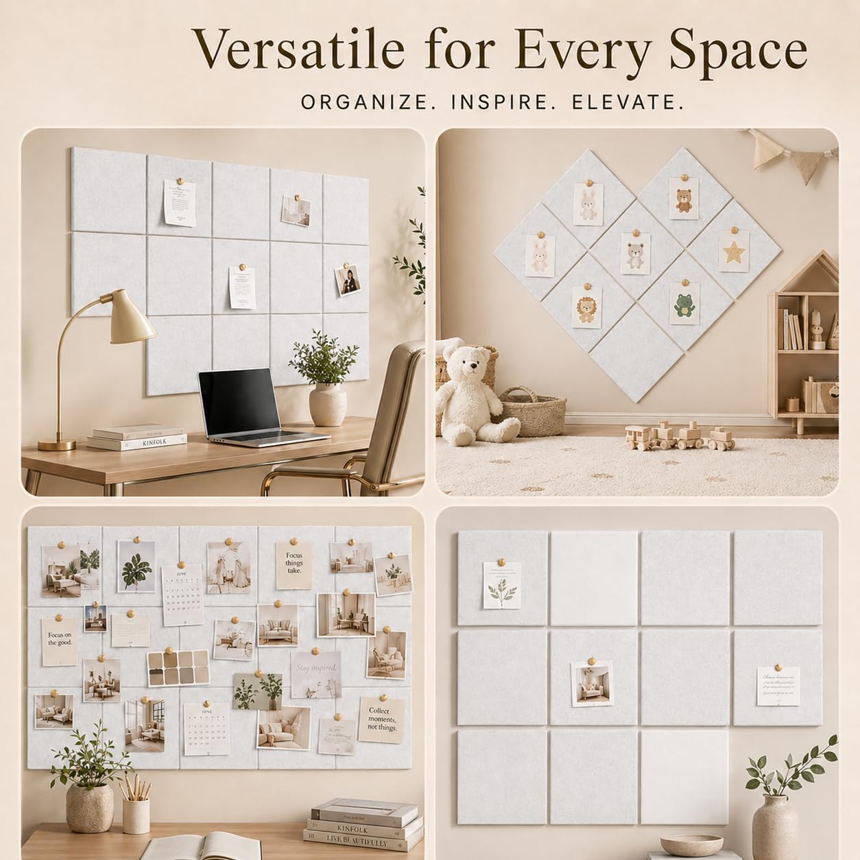 Large Cork Boards for Walls – 48" x 36" Self Adhesive Felt Wall Tiles, Ideal for Office Wall Organizing Bulletin Board, Easy to Install Cork Boards Felt Board