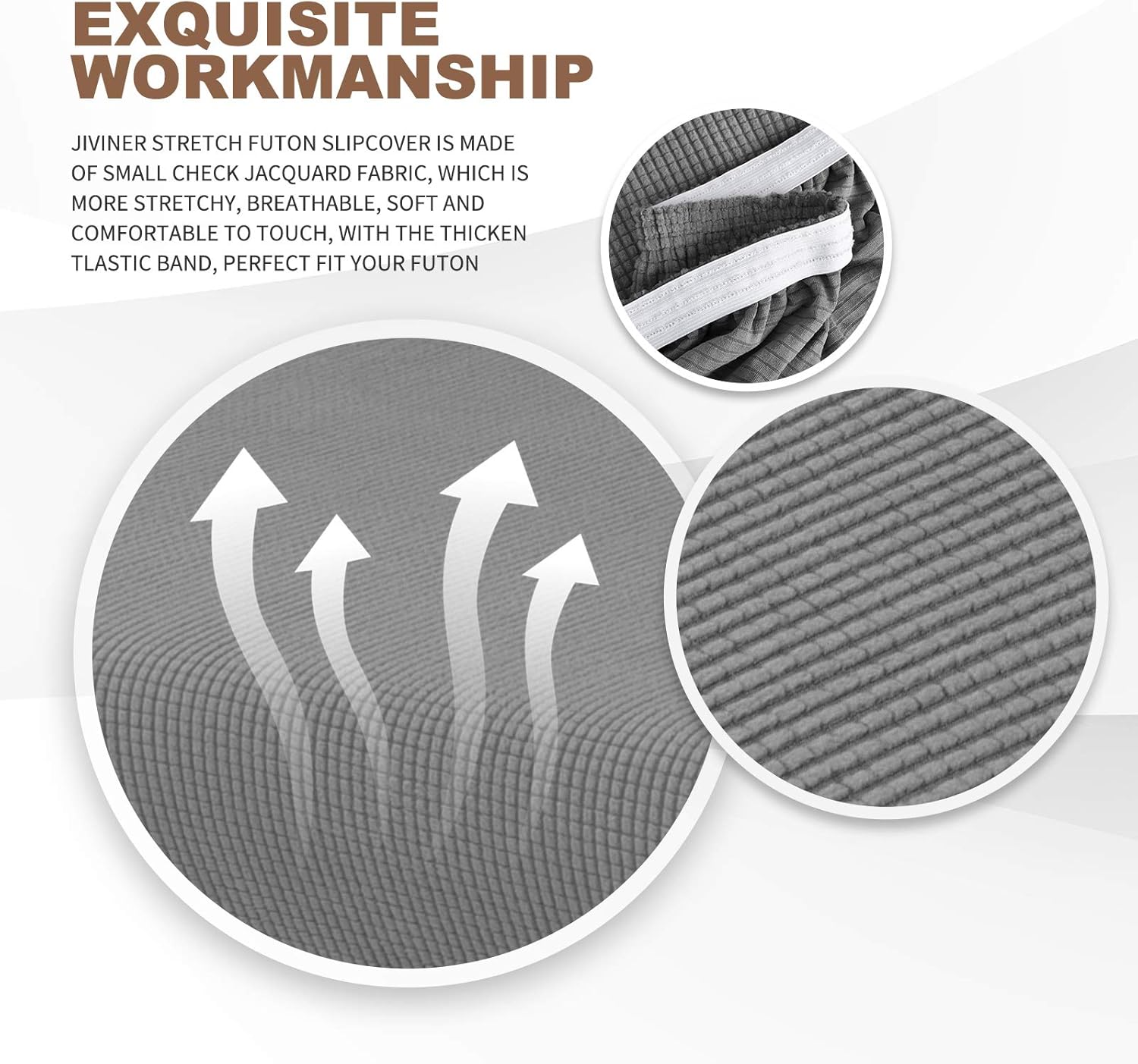 JIVINER Stretch Futon Cover Universal Armless Sofa Slipcover Non Slip Spandex Sofa Bed Without Armrest Cover Soft Spandex Futon Slipcover with Elastic Bands (Futon, Black and White) : Home & Kitchen