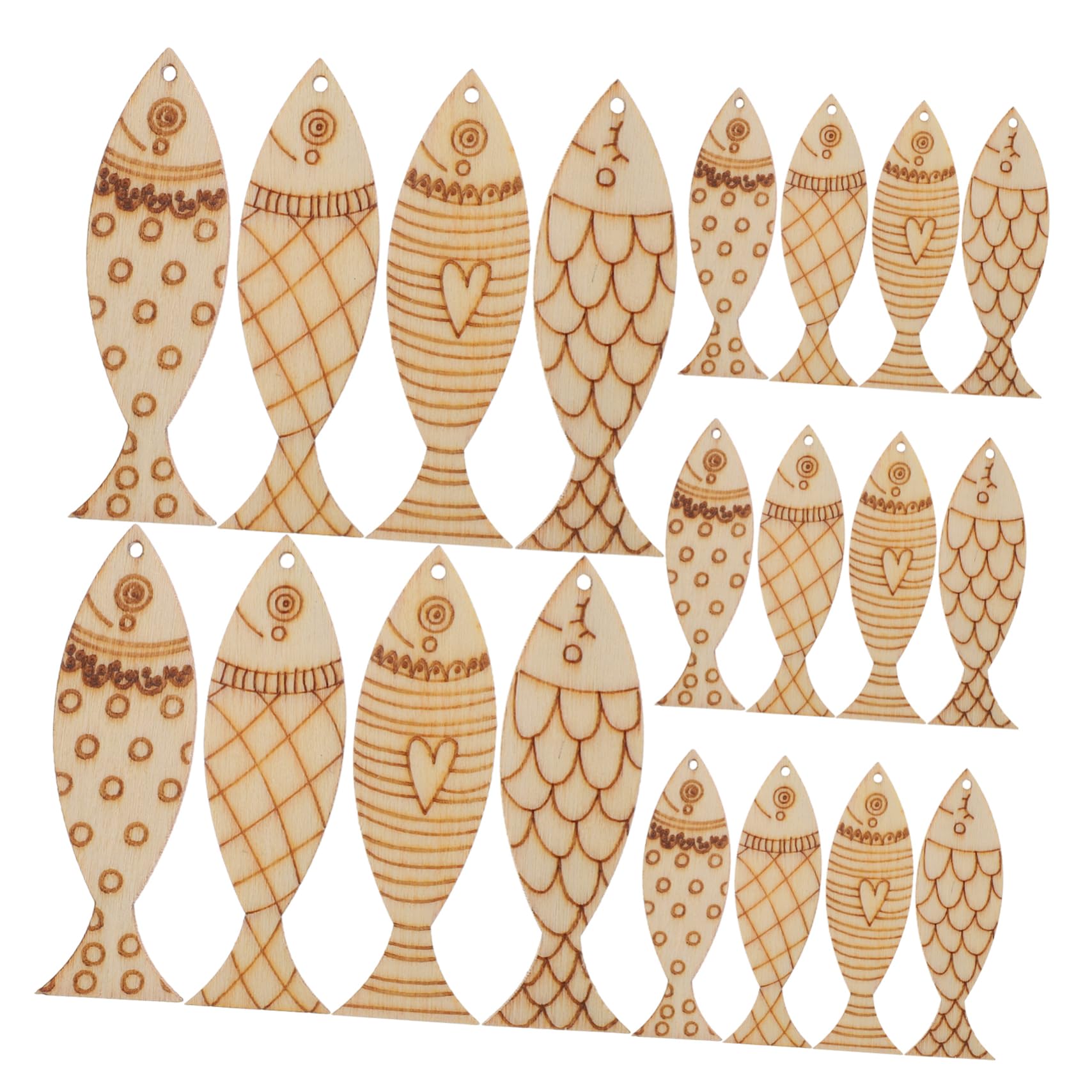 50 Découpes De Poisson En Bois Non Peintes – 4x1,9 Cm – Pour Bricolage, Déco, Peinture – DIY - 7