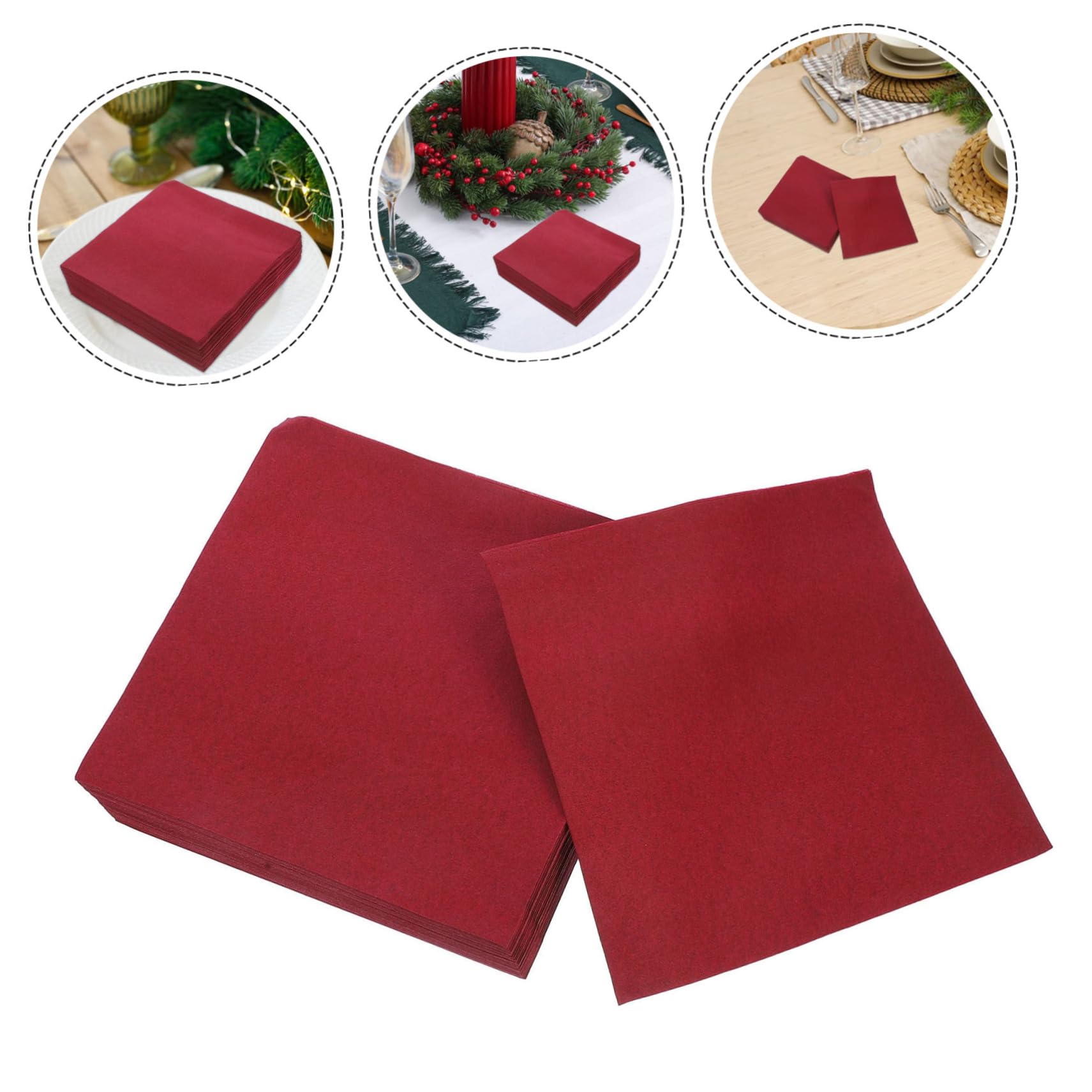 BESTYASH 50 Servilletas Desechables de Pulpa de Madera Reciclables y Absorbentes para Cocina y Bar en Color Rojo Oscuro Adecuado para Bodas y Fiestas