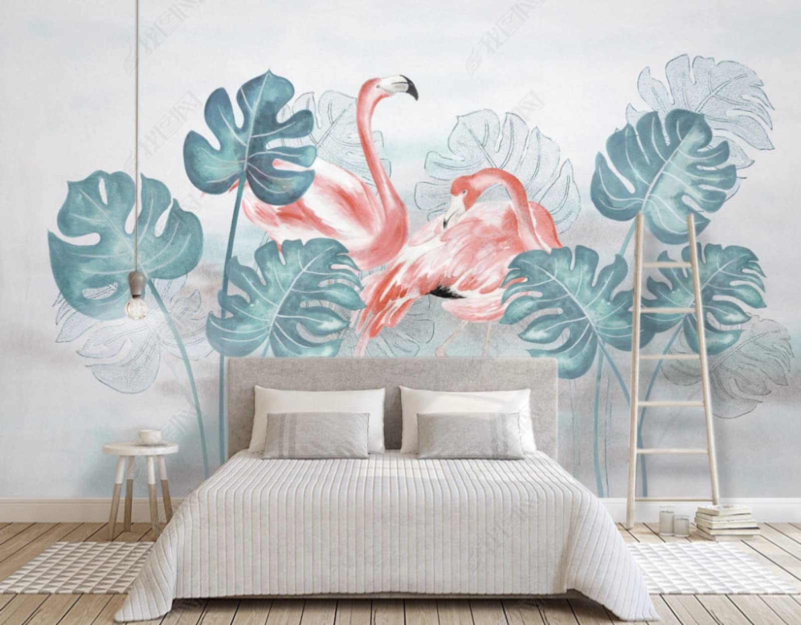 Fototapeta 3D ręcznie rysowany flaming monstera mural ścienny włóknina mural salon sypialnia tapeta 300 (szer.) x 210 (wys.) cm