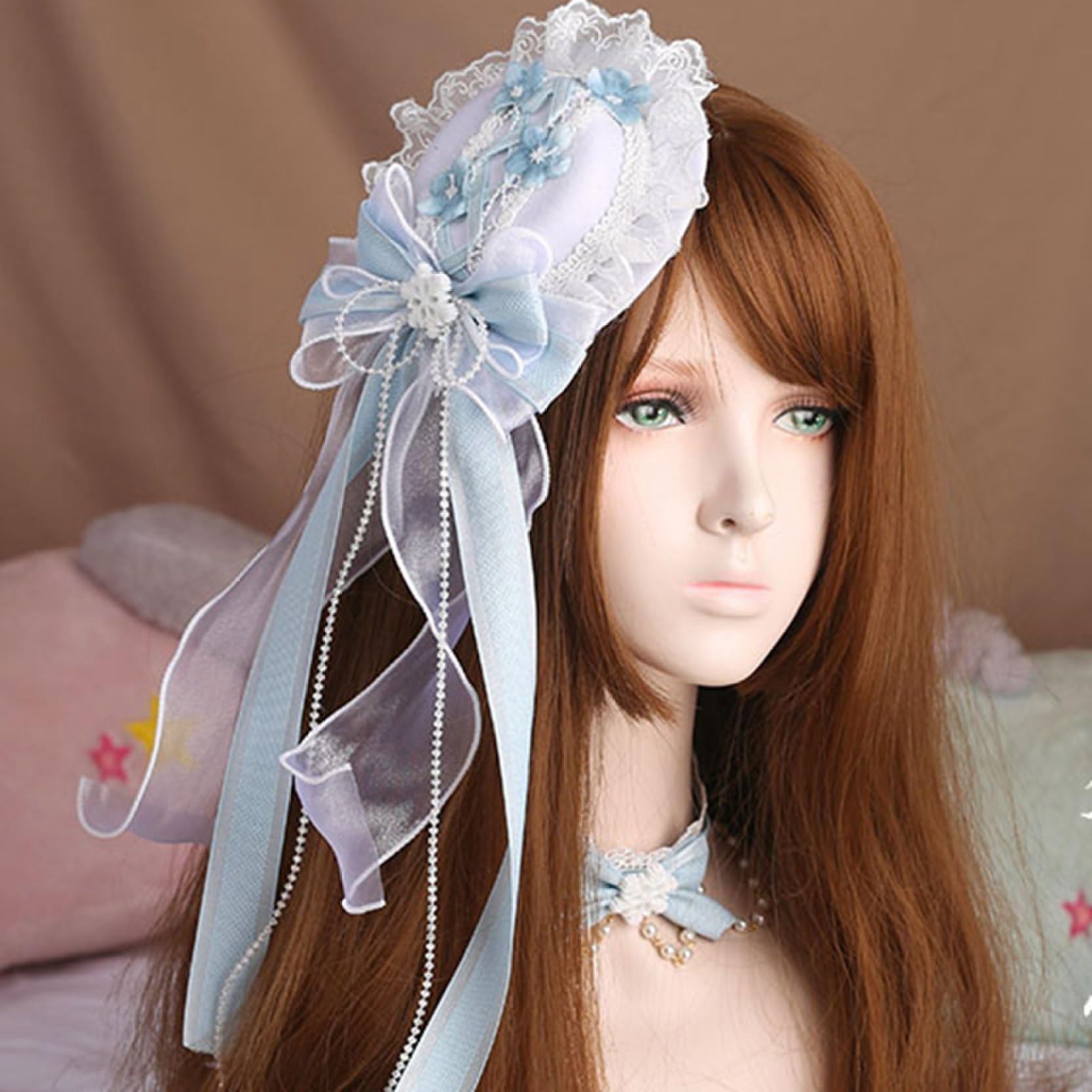Amazon | ヘッドドレス ロリータ髪飾り Lolita ブルー カチューシャ